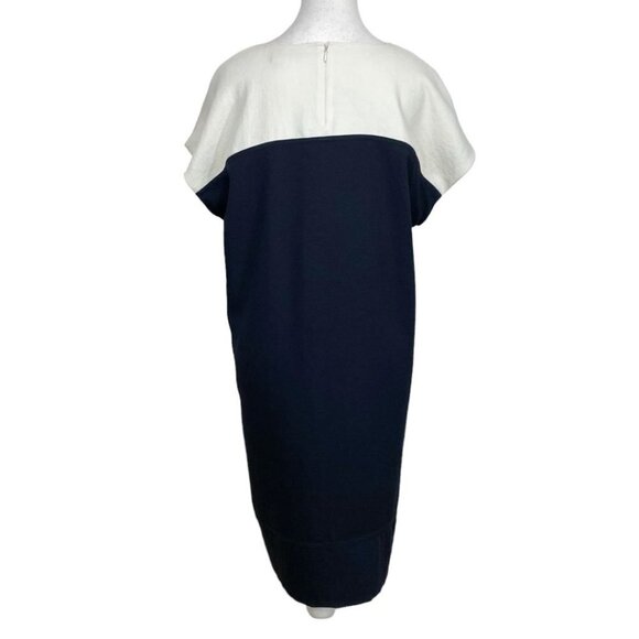 VINCE. IVORY WHITE BLACK COLORBLOCK SLEEVELESS SHIFT DRESS - S - Picture 3 of 9